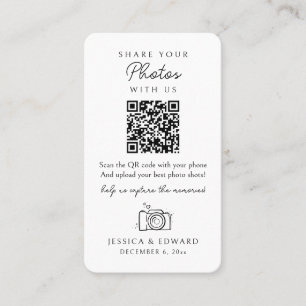 Tarjeta De Mesa Compartir sus fotos Código Qr Memorable Boda simpl