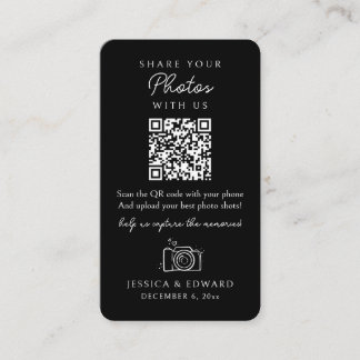 Tarjeta De Mesa Compartir sus fotos Memorable Código Qr Boda negro