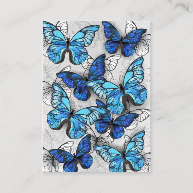 Tarjeta De Mesa Composición de las mariposas blancas y azules (Anverso)
