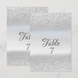 Tarjeta de mesa con bokeh de brillo plateado elega