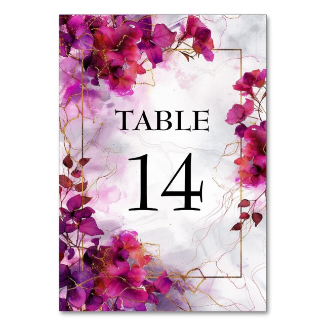 Tarjeta De Mesa 💍 con el encanto de Fuchsia: acuarela (Anverso)