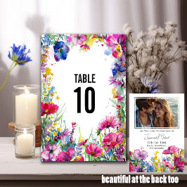 Tarjeta De Mesa Con foto de dos lados de Meadow Blooms
