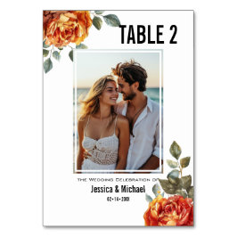Tarjeta De Mesa Con foto y lista de invitados Marble Dreams Naranj