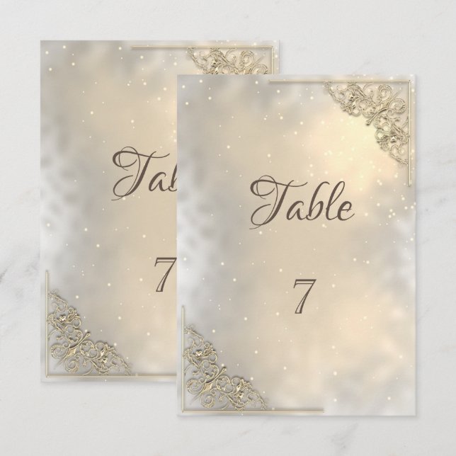 Tarjeta de mesa con marco de oro elegante chic (Anverso / Reverso)