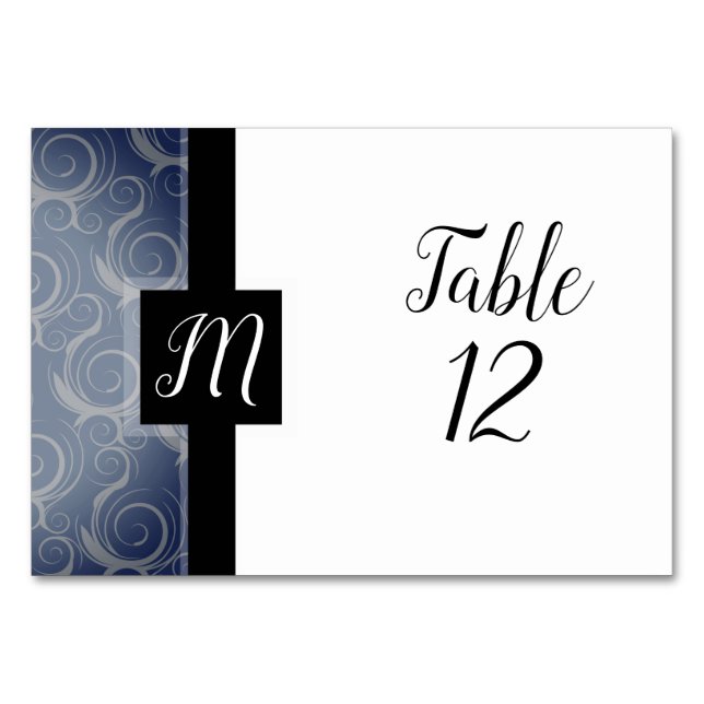 Tarjeta de mesa con remolinos de monograma (Anverso)