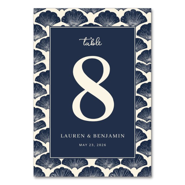 Tarjeta De Mesa Concha de Mar Azul Serena (Anverso)