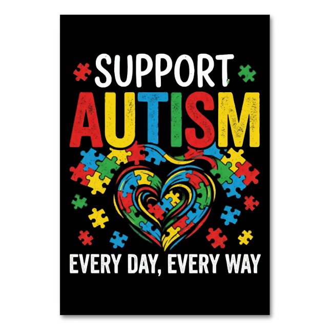 Tarjeta De Mesa Conciencia sobre el autismo (Reverso)
