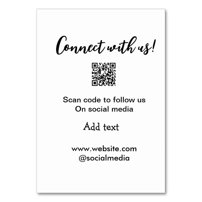 Tarjeta De Mesa Conectar con nosotros escanear código QR agregar c (Anverso)