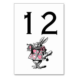 Tarjeta De Mesa Conejo Blanco Trompetista Alice Adv Wonderland Ros