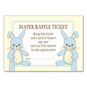 Tarjeta De Mesa Conejo de conejo gemelo Baby Shower Diaper Raffle