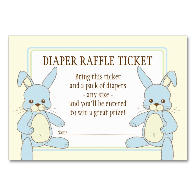 Tarjeta De Mesa Conejo de conejo gemelo Baby Shower Diaper Raffle (Anverso)