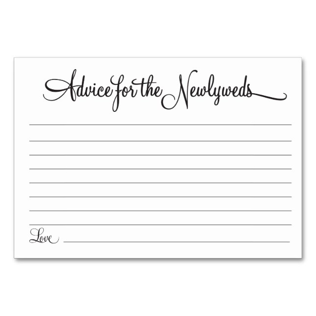 Tarjeta De Mesa Consejo para los recién casados (Anverso)