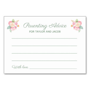 Tarjeta De Mesa Consejos de crianza Floral Watercolor Baby Shower