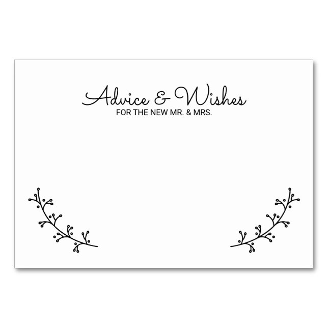 Tarjeta De Mesa Consejos y deseos de Bodas de Rústicos (Anverso)