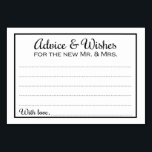 Tarjeta De Mesa Consejos y deseos de la nueva Sra. Cards<br><div class="desc">Estos elegantes consejos de boda y tarjetas de deseos serán la incorporación perfecta a la recepción de tu boda. Este diseño presenta un sencillo borde negro clásico con el texto "Consejos y deseos para el nuevo Sr. y la Sra." en una combinación de fuentes caligráficas y simples de color negro....</div>
