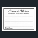 Tarjeta De Mesa Consejos y deseos de la nueva Sra. Cards<br><div class="desc">Estos elegantes consejos de boda y tarjetas de deseos serán la incorporación perfecta a la recepción de tu boda. Este diseño presenta un sencillo borde negro clásico con el texto "Consejos y deseos para el nuevo Sr. y la Sra." en una combinación de fuentes caligráficas y simples de color negro....</div>