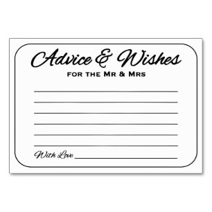 Tarjeta De Mesa Consejos y deseos sencillos y suaves