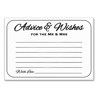 Tarjeta De Mesa Consejos y deseos sencillos y suaves