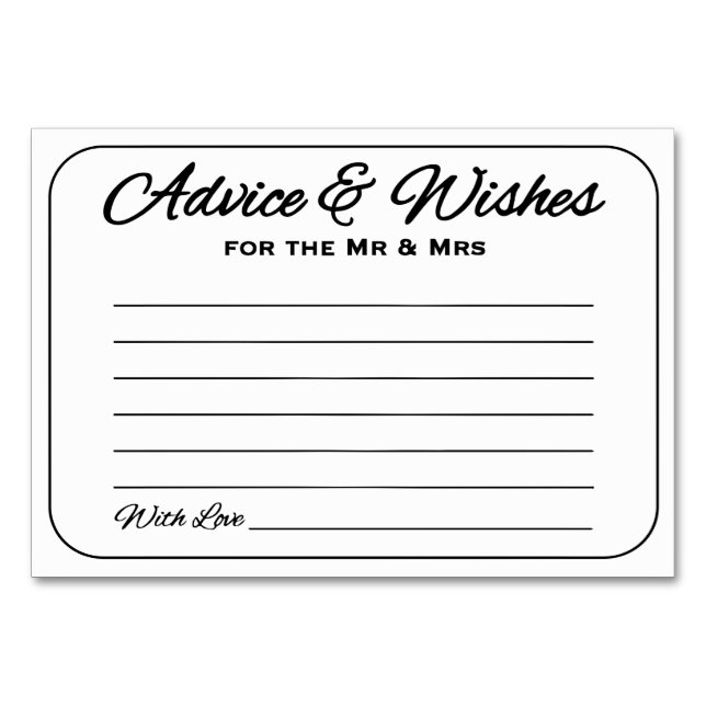 Tarjeta De Mesa Consejos y deseos sencillos y suaves (Anverso)