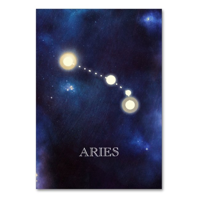 Tarjeta De Mesa Constelación | Aries | Número de tabla de boda (Anverso)