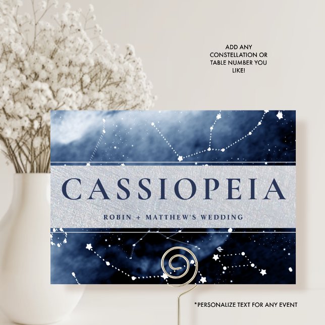 Tarjeta De Mesa Constelación Casiopea (u Otra) Azul, Plata (Subido por el creador)