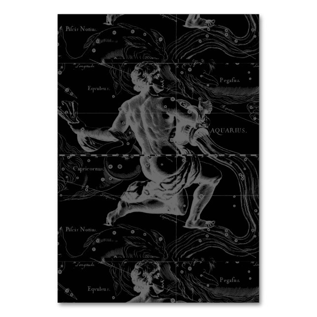 Tarjeta De Mesa Constelación de Aquarius Zodiac Hevelius 1690 (Anverso)
