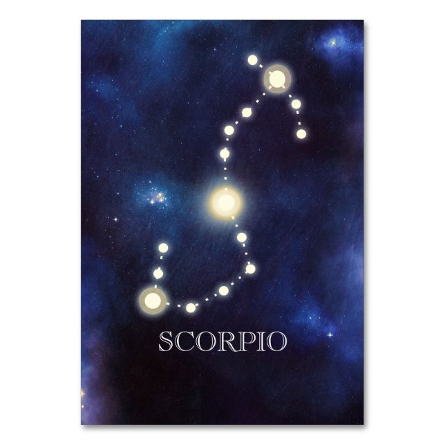 Tarjeta De Mesa Constelación | Escorpio | Número de tabla de boda (Anverso)