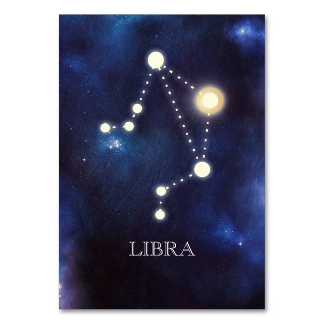 Tarjeta De Mesa Constelación | Libra | Número de tabla de boda (Anverso)