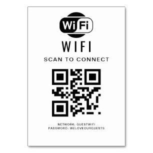 Tarjeta De Mesa Contraseña de Wifi Análisis de código QR para co