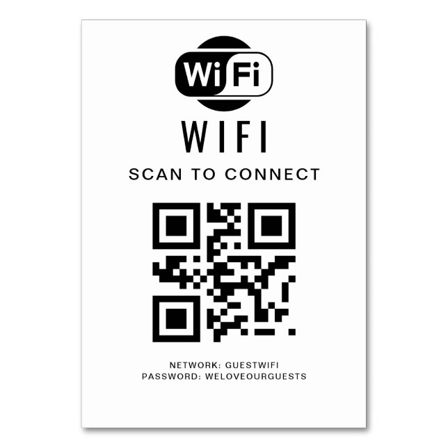 Tarjeta De Mesa Contraseña de Wifi | Análisis de código QR para co (Anverso)