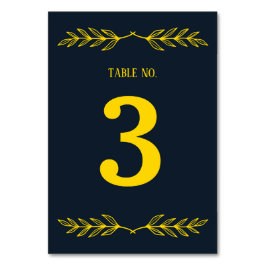 Tarjeta De Mesa Contraste Regio Floral Azul Medianoche y Dorado