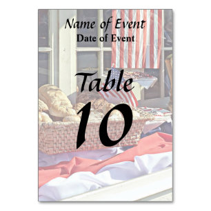Tarjeta De Mesa Cooperstown NY - Ventana De Panadería Con Banderas