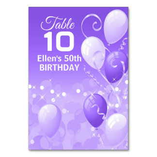 Tarjeta De Mesa Coordinación de globos púrpura personalizado
