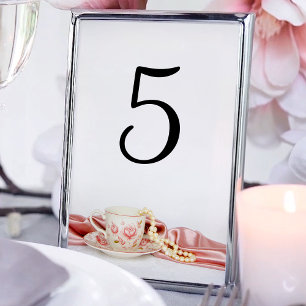 Tarjeta De Mesa Copa de Té Floral Rosa con Boda de Perlas