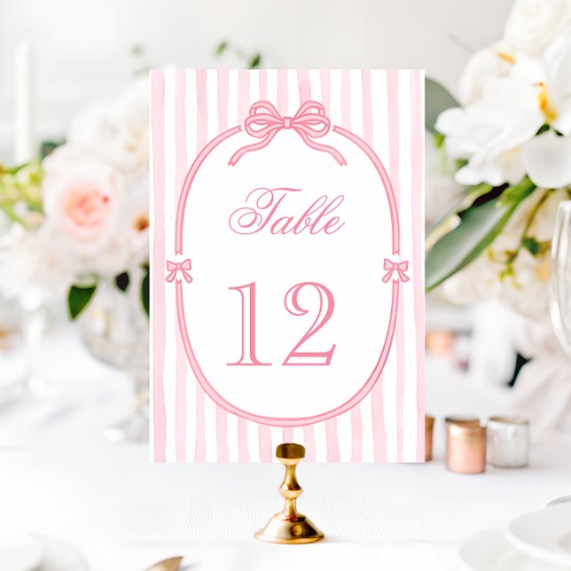 Tarjeta De Mesa Coqueta con lazo rosa (Subido por el creador)