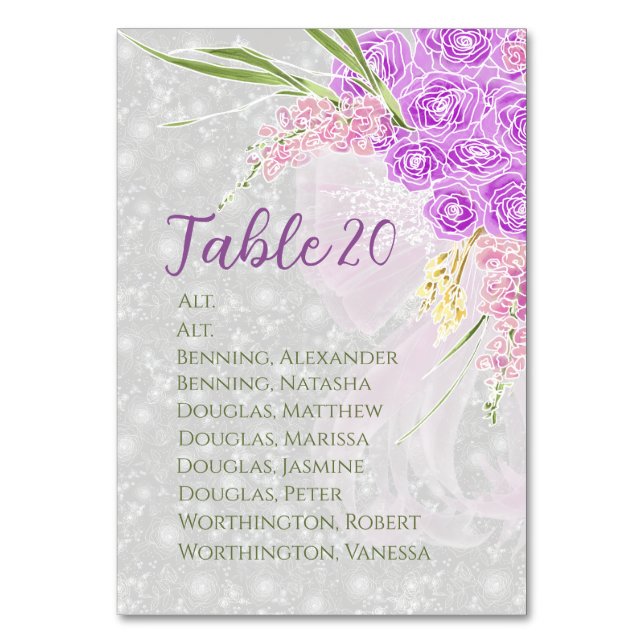 Tarjeta De Mesa Coquette Pink bow Bouquet Table Assignment (Anverso)
