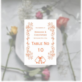 Tarjeta De Mesa Coral Bells Scrollwork Design Boda
