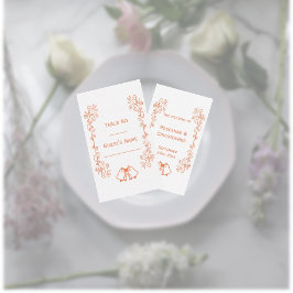 Tarjeta De Mesa Coral Bells Scrollwork Design Boda