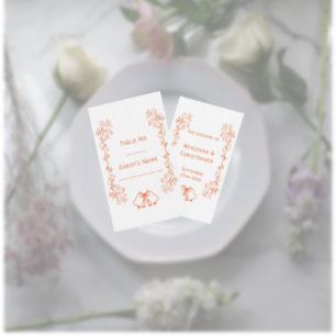 Tarjeta De Mesa Coral Bells Scrollwork Design Boda