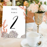 Tarjeta De Mesa Coral Watercolor Beach Boda moderno<br><div class="desc">Un diseño moderno de boda de coral monocasco. Un diseño de temática playera que utiliza corales acuáticos para crear un elegante diseño boda de verano. Un encantador diseño de coral y playa tropical gris con una tipografía de escritura elegante. Un elegante diseño de tarjetas boda con temática playera con elementos...</div>
