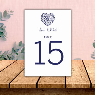 Tarjeta De Mesa Corazón azul de Talavera