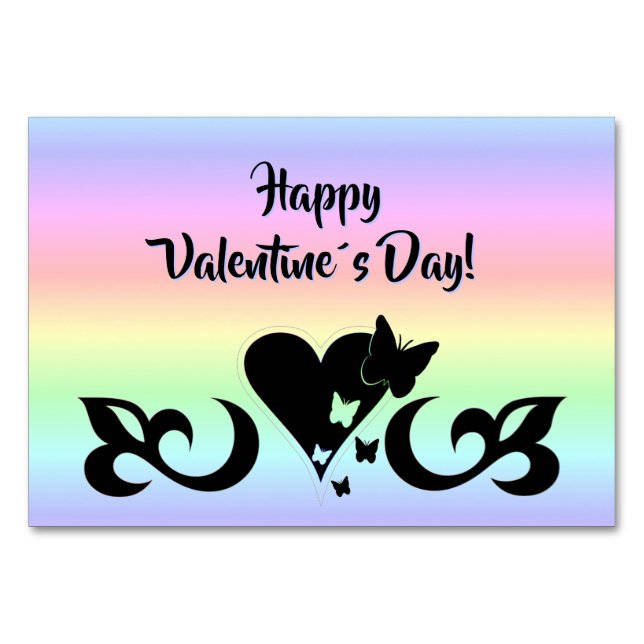 Tarjeta De Mesa Corazón con mariposa y Lily (Anverso)