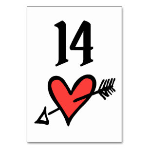 Tarjeta De Mesa Corazón de amor de boda personalizado número de me