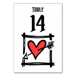 Tarjeta De Mesa Corazón de amor de boda personalizado número de me