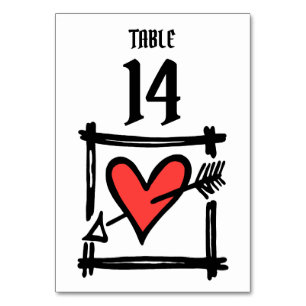 Tarjeta De Mesa Corazón de amor de boda personalizado número de me