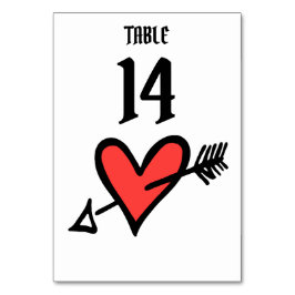 Tarjeta De Mesa Corazón de amor de boda personalizado número de me