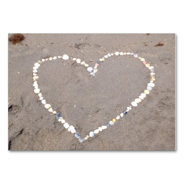 Tarjeta De Mesa Corazón de concha de playa (Anverso)