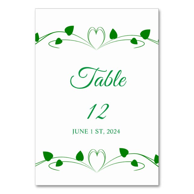 Tarjeta De Mesa Corazón de hiedra verde vid Thunder_Cove  (Anverso)