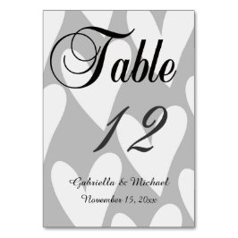 Tarjeta De Mesa Corazón gris y blanco