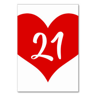 Tarjeta De Mesa Corazón Numerado Rojo